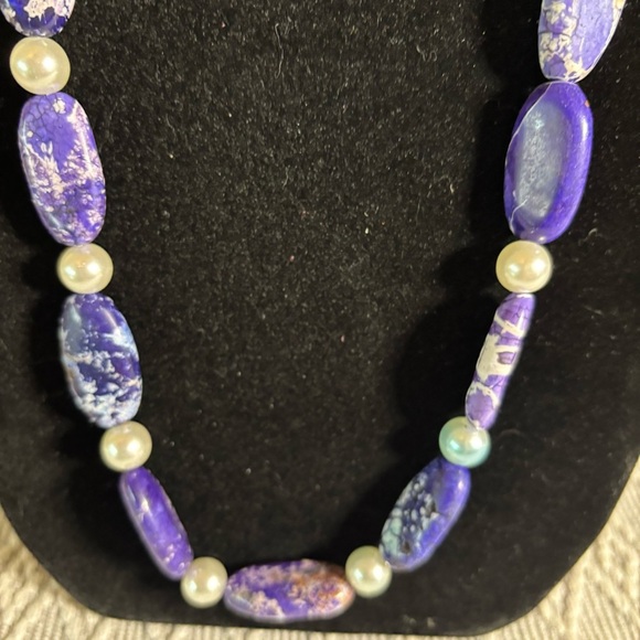 Blue and white Sodalite 26 Stone Necklace 40” - Picture 2 of 4